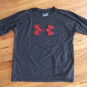 Under Armour YLG Heatgear Gray Long Sleeve T-Shirt